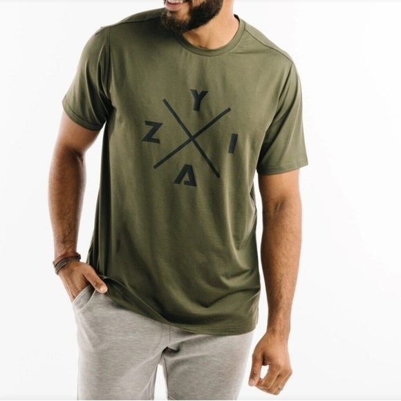 ZYIA ACTIVE WHITE ATHLETIC T-SHIRT BLACK GRAPHIC MEN SIZE XXL GYM ACTIVE WORKOUT - Picture 10 of 10